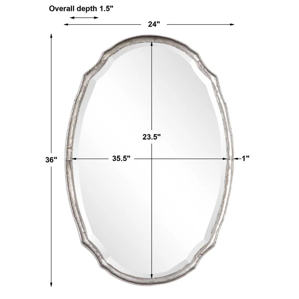 Casa Bella Living Oval Shaped Silver Framed Mirror - Image 8