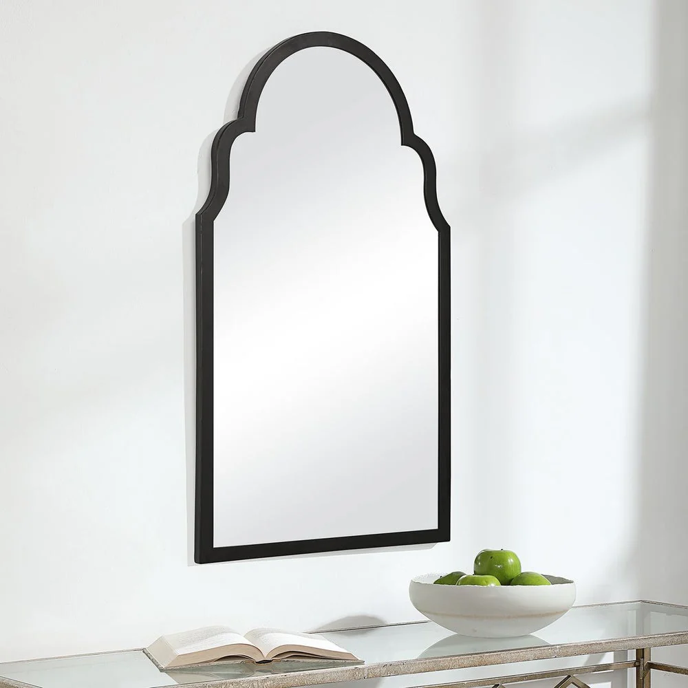 Casa Bella Living Beautiful Arched Top Satin Black Mirror - Image 3