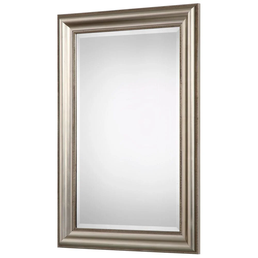 Casa Bella Living Antique Champagne Silver Leaf With Small Beaded Frame Mirror - Image 5