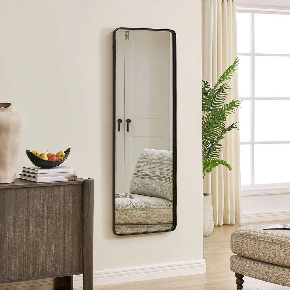 Casa Bella Living Satin Black Rectangular Mirror - Image 2