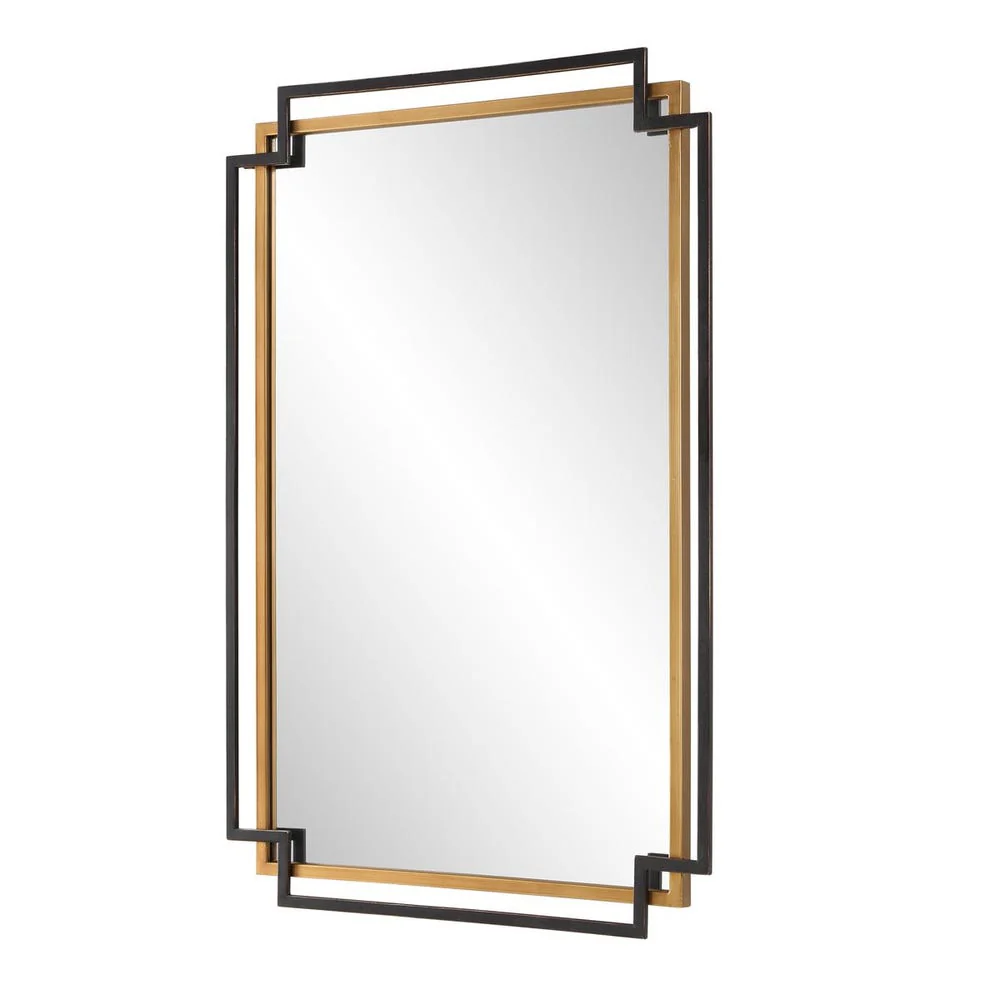 Casa Bella Living Brushed Gold And Dark Bronze Framed Mirror - Image 4
