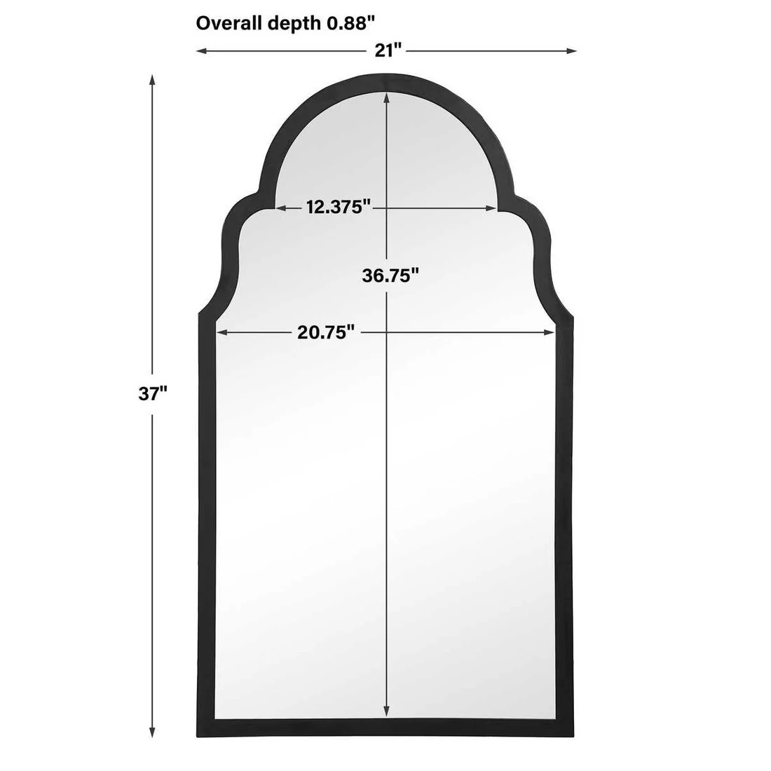 Casa Bella Living Beautiful Arched Top Satin Black Mirror - Image 7