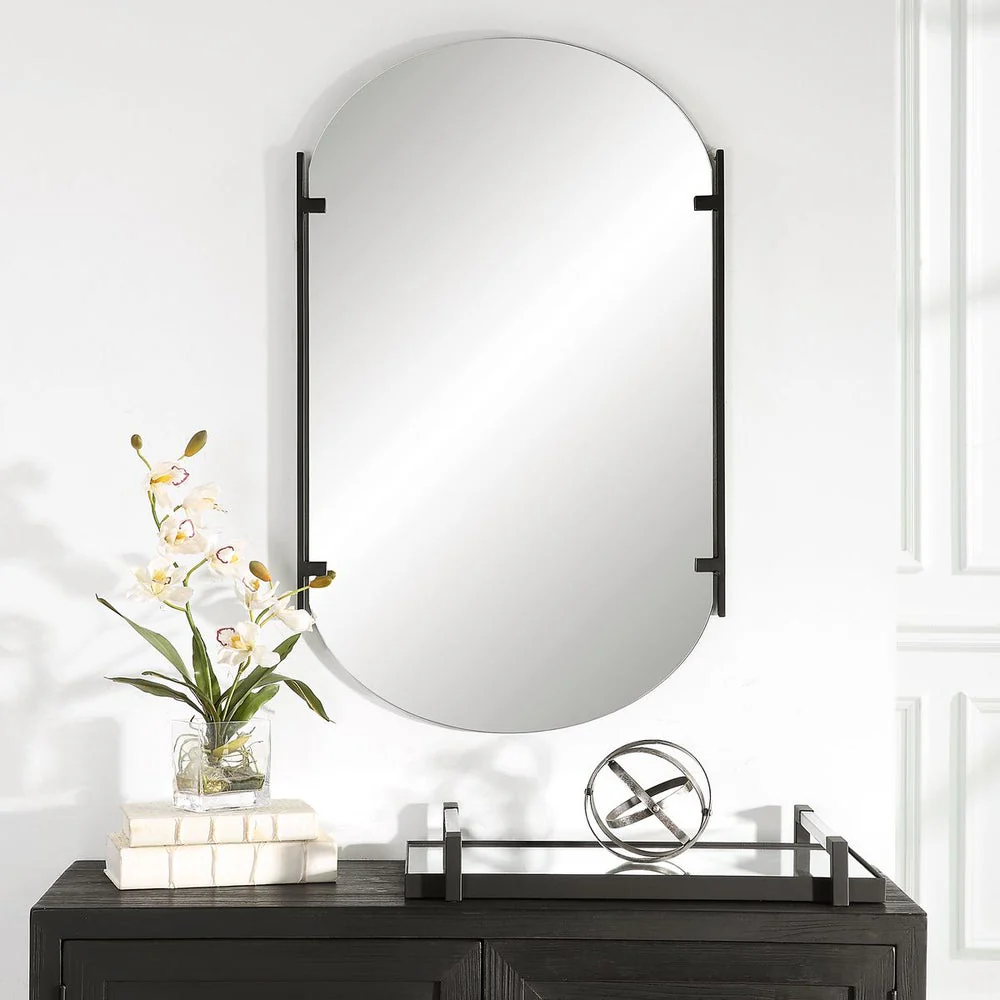 Casa Bella Living Modern Satin Black Mirror - Image 2
