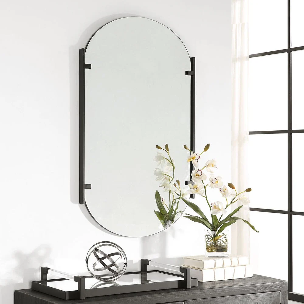 Casa Bella Living Modern Satin Black Mirror - Image 3
