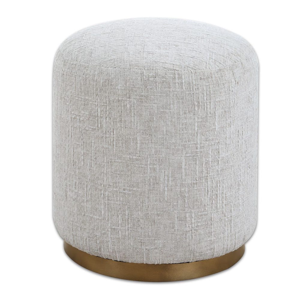 Casa Bella Living Off White Ottoman Finished With Antique Brass Iron Base - Image 2