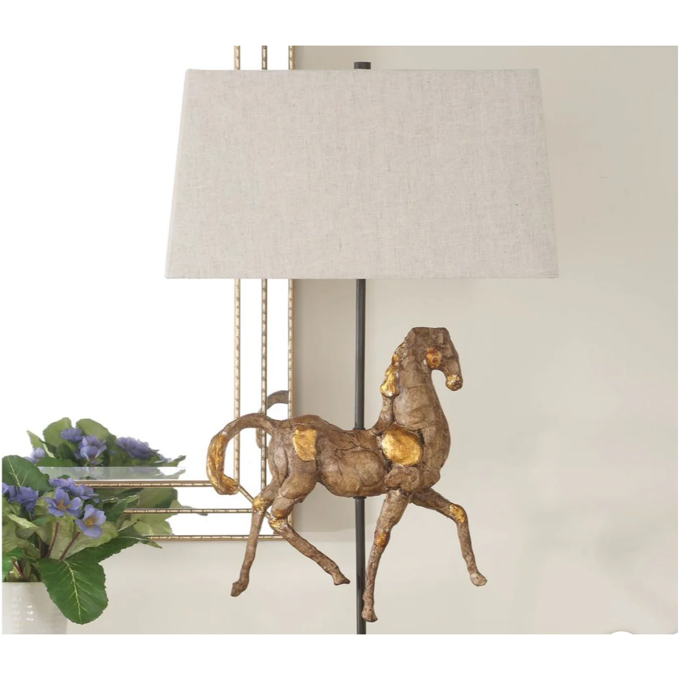 Casa Bella Living Aged Brown Horse Sculpture Table Lamp - Image 3