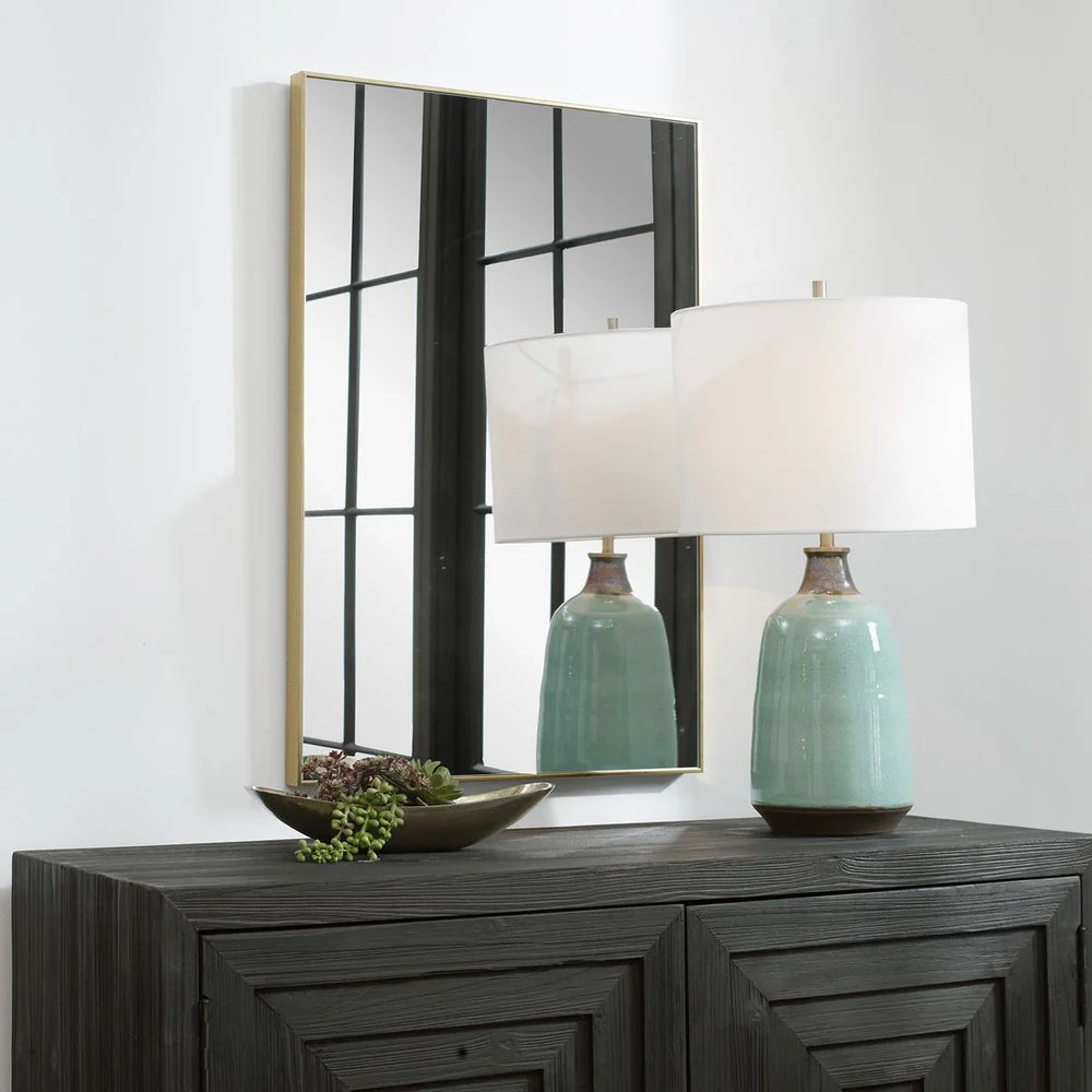 Casa Bella Living Thin Gold Framed Rectangular Mirror - Image 2