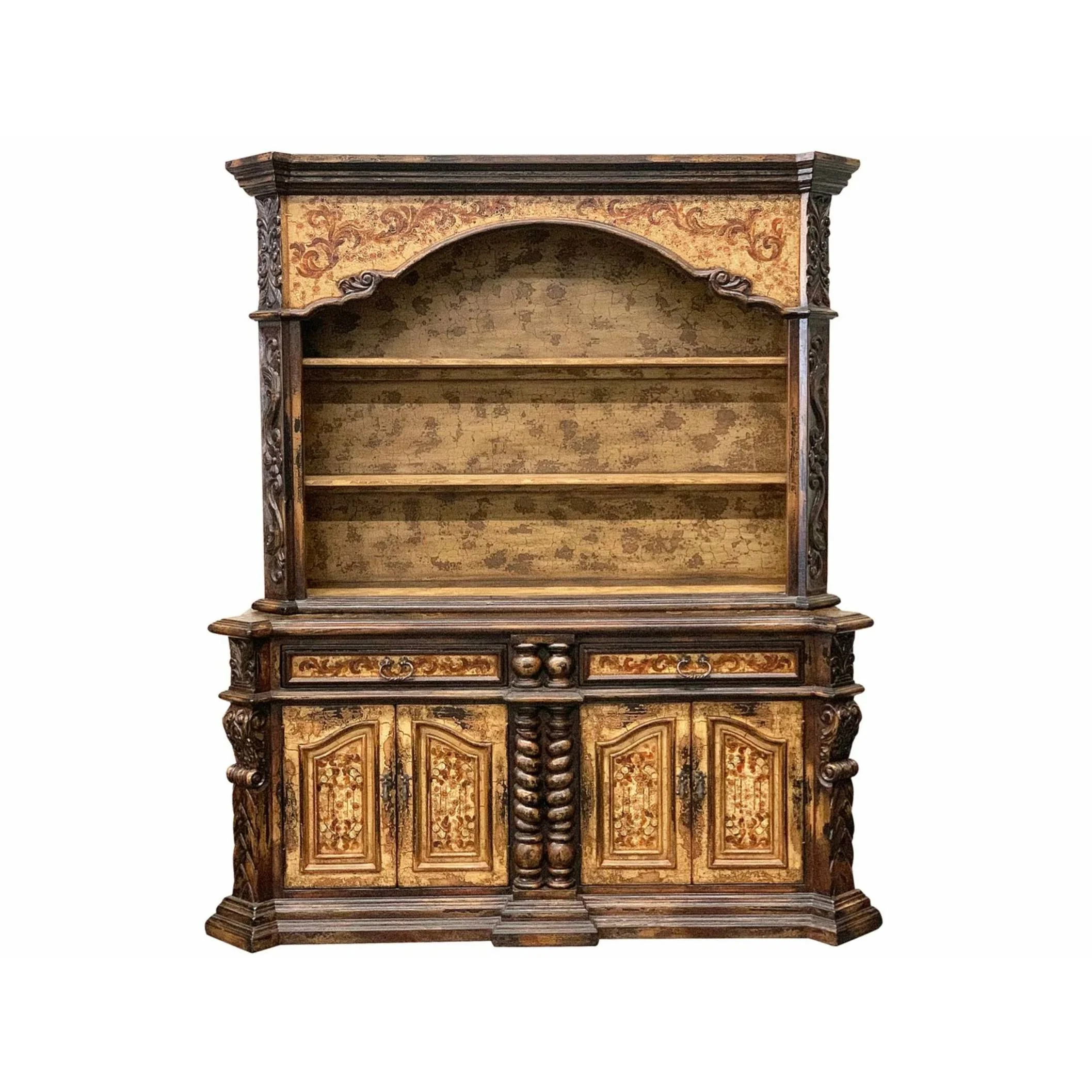 Casa Bonita Peruvian Hand-Painted Carved Wood Barcelona Buffet Hutch