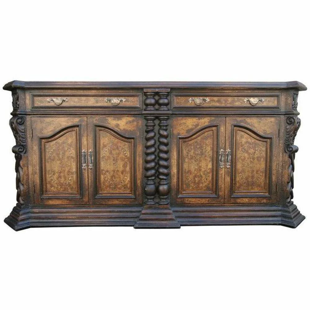 Casa Bonita Peruvian Hand-Painted Carved Wood Barcelona Large Buffet