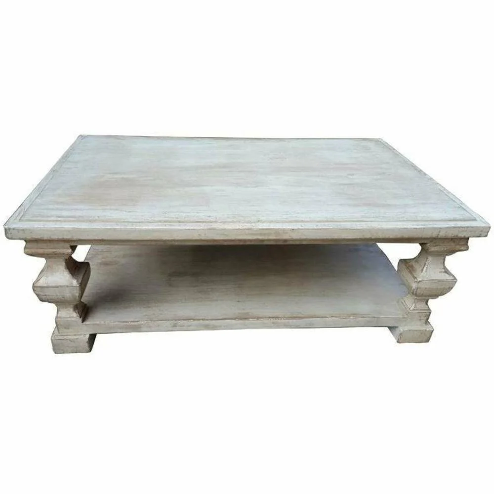 Casa Bonita Peruvian Hand-Painted Carved Wood Casa Blanca Coffee Table