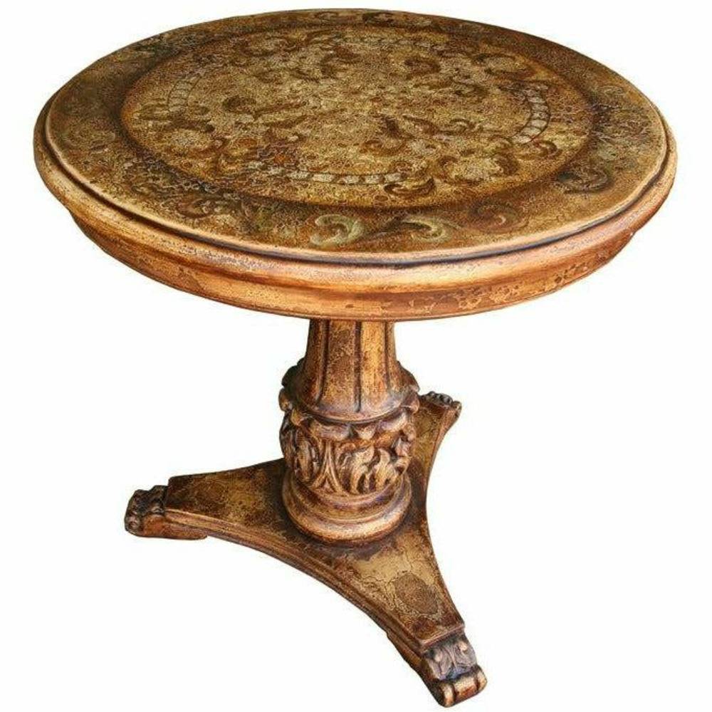 Casa Bonita Peruvian Hand-Painted Carved Wood Capri Round End Table