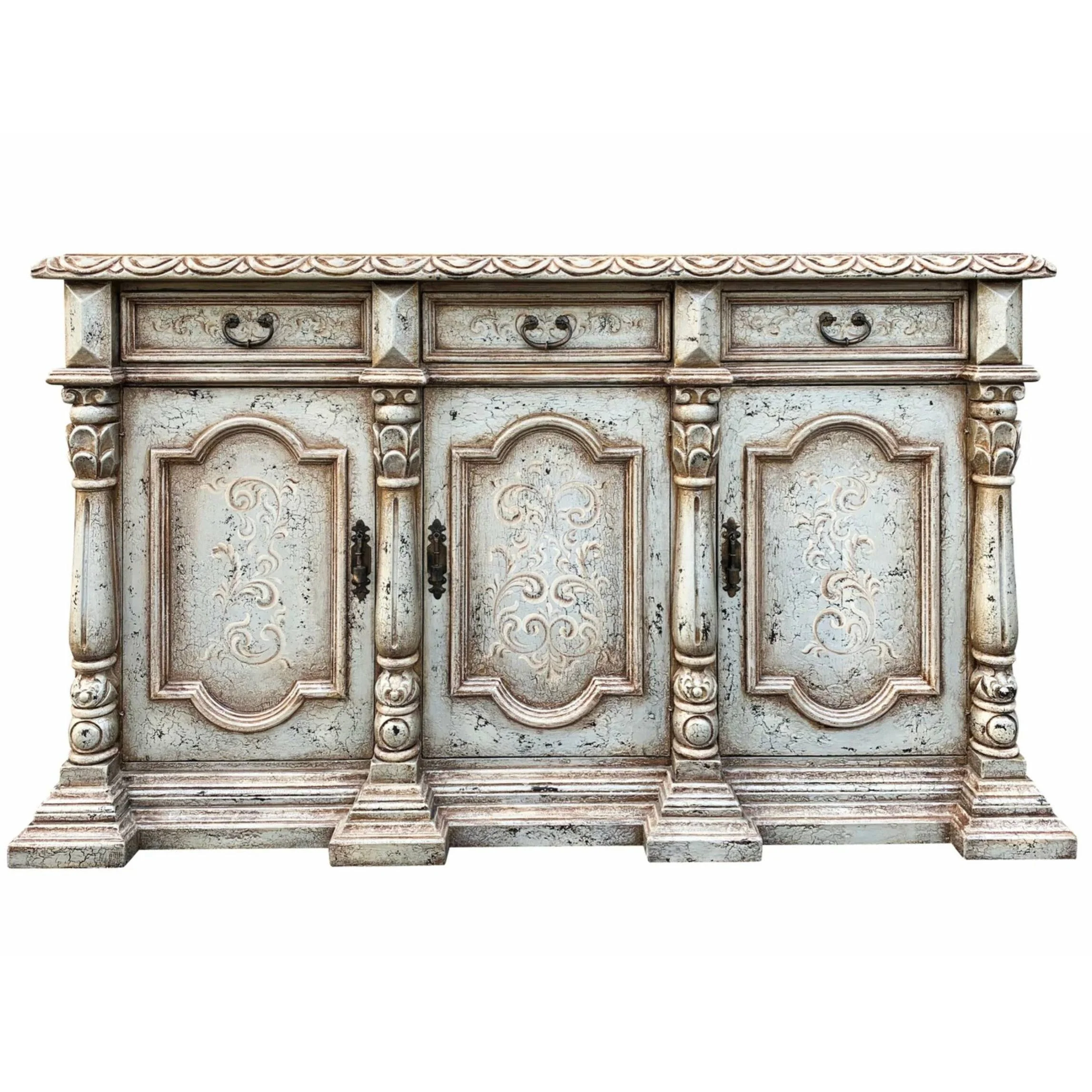 Casa Bonita Peruvian Handpainted Carved Wood Kensington Buffet
