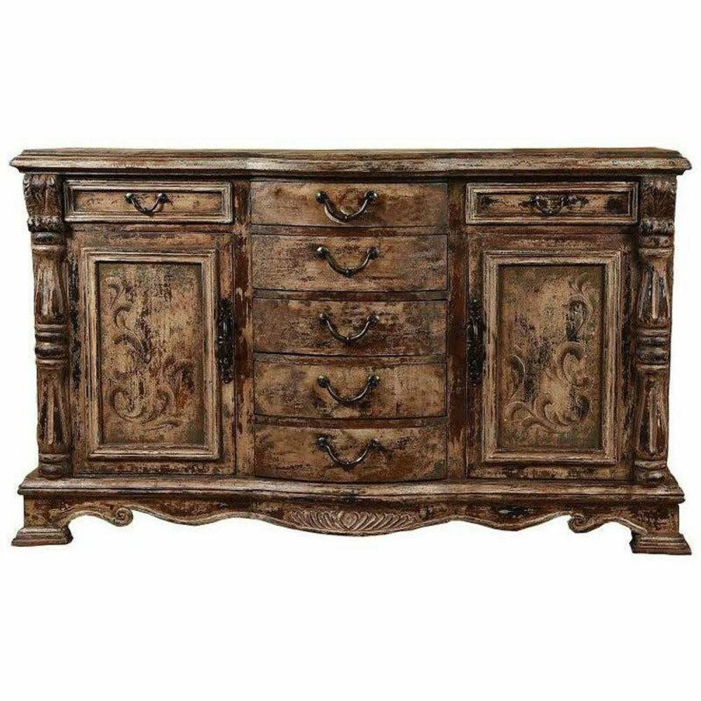 Casa Bonita Peruvian Hand-Painted Carved Wood San Pablo Buffet