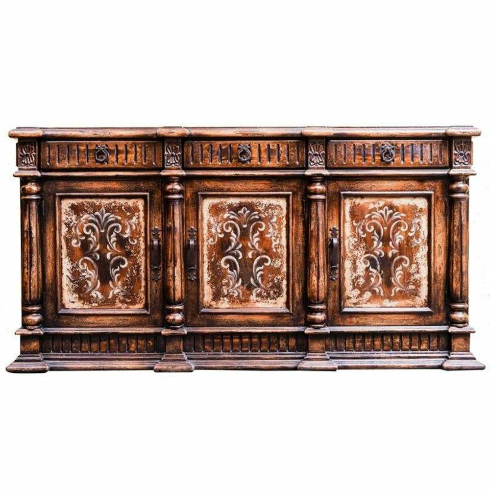 Casa Bonita Peruvian Hand-Painted Carved Wood Santa Maria Buffet