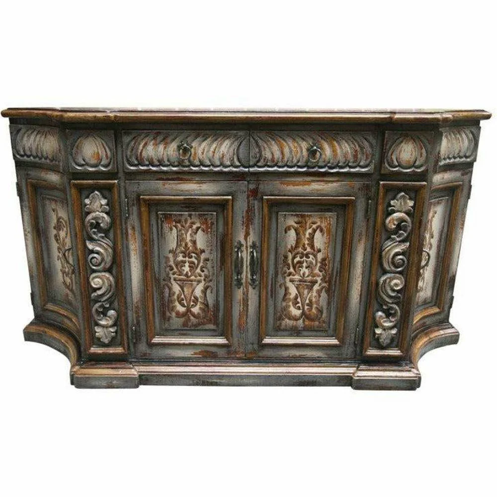 Casa Bonita Peruvian Hand-Painted Carved Wood Vasco Buffet