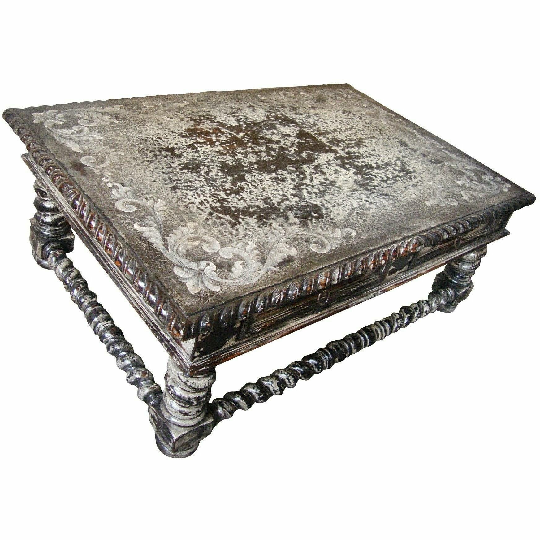 Casa Bonita Peruvian Hand-Painted Carved Wood Sarah Coffee Table - Image 2