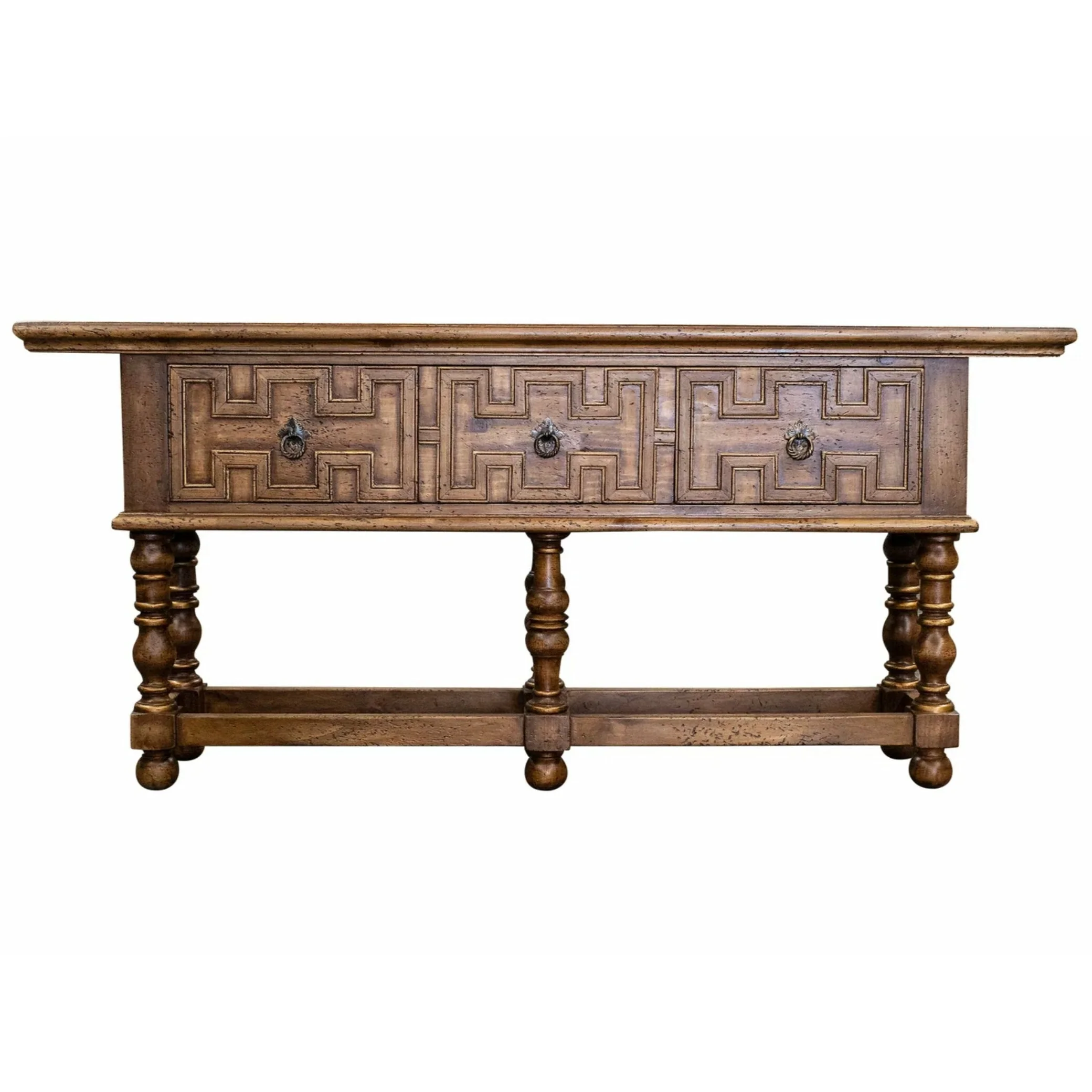 Casa Bonita Peruvian Hand-Painted Carved Wood Granada Console Table
