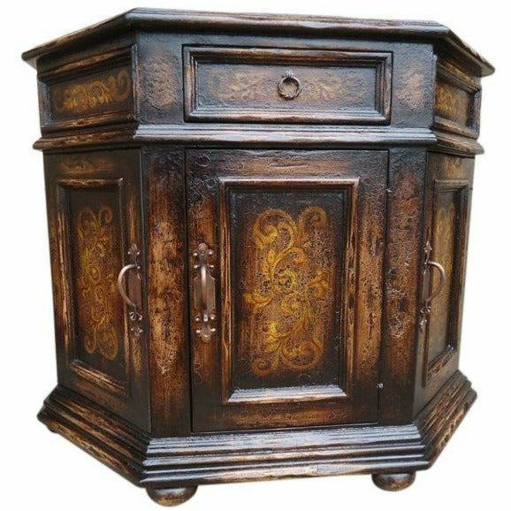Casa Bonita Peruvian Hand-Painted Carved Wood Del Sol Chest