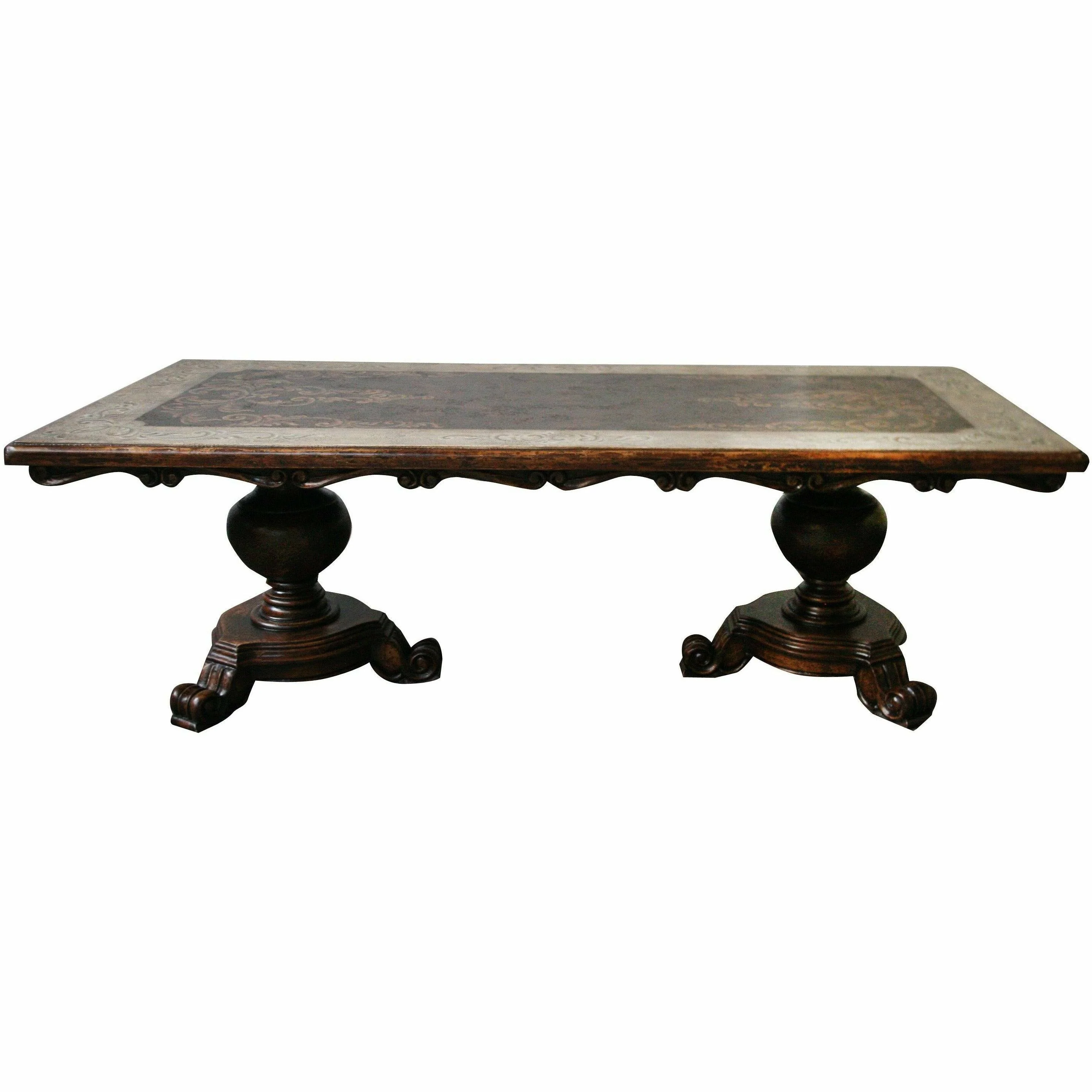Casa Bonita Peruvian Handpainted Carved Wood Nonna Dining Table 8 Foot