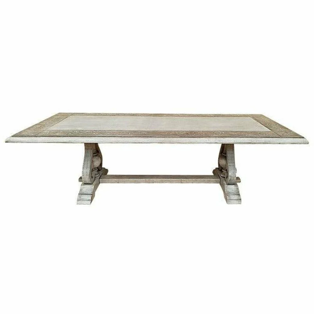 Casa Bonita Peruvian Handpainted Carved Wood Magnolia Dining Table 9 Foot