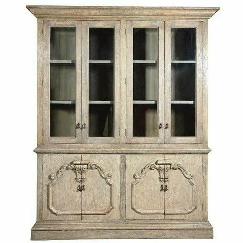 Casa Bonita Peruvian Hand-Painted Carved Wood Hampton Hutch Armoire