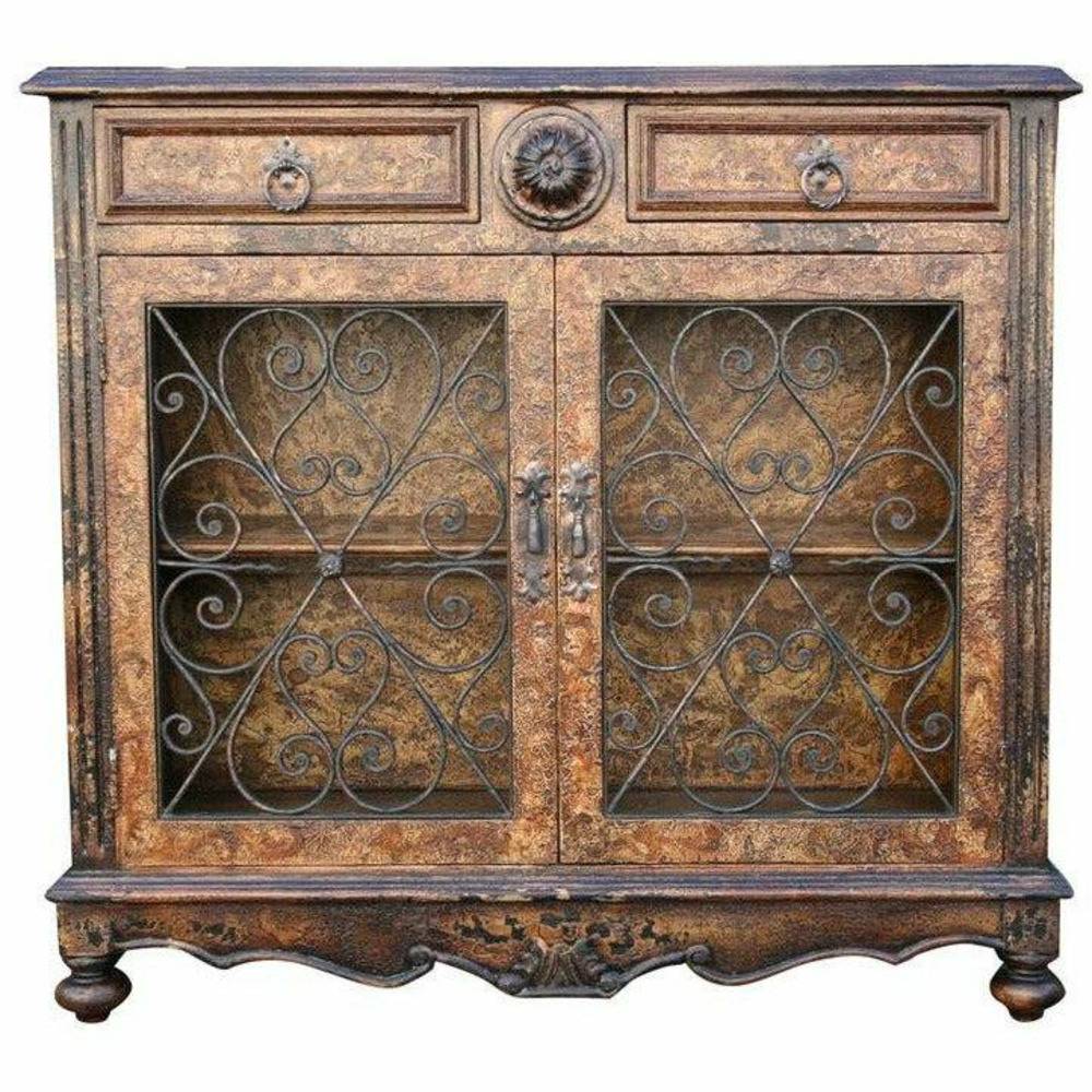 Casa Bonita Peruvian Hand-Painted Carved Wood and Hand Forged Wrought Iron Avila Chest