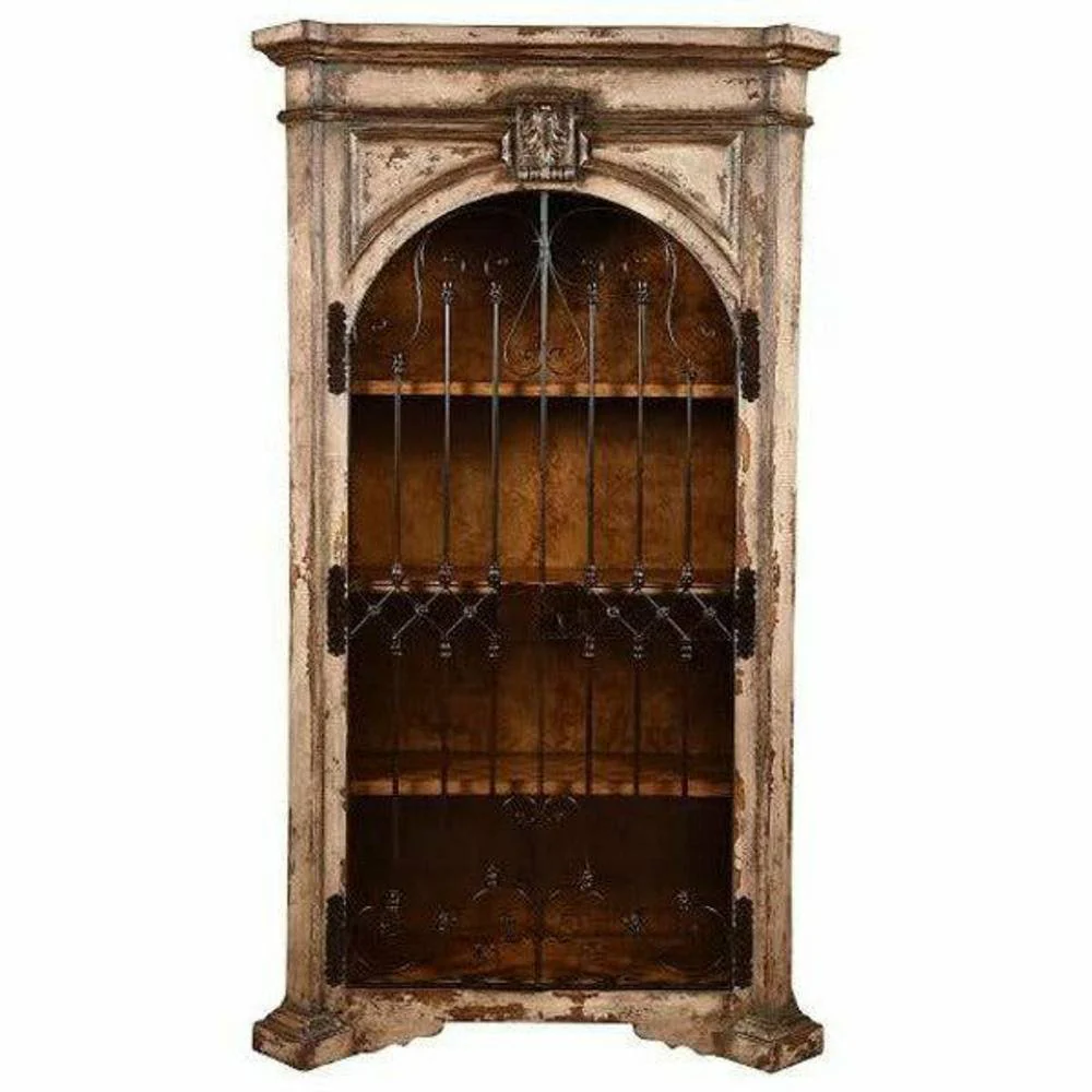 Casa Bonita Peruvian Hand-Painted Carved Wood and Hand Forged Iron Villa Roma Armoire