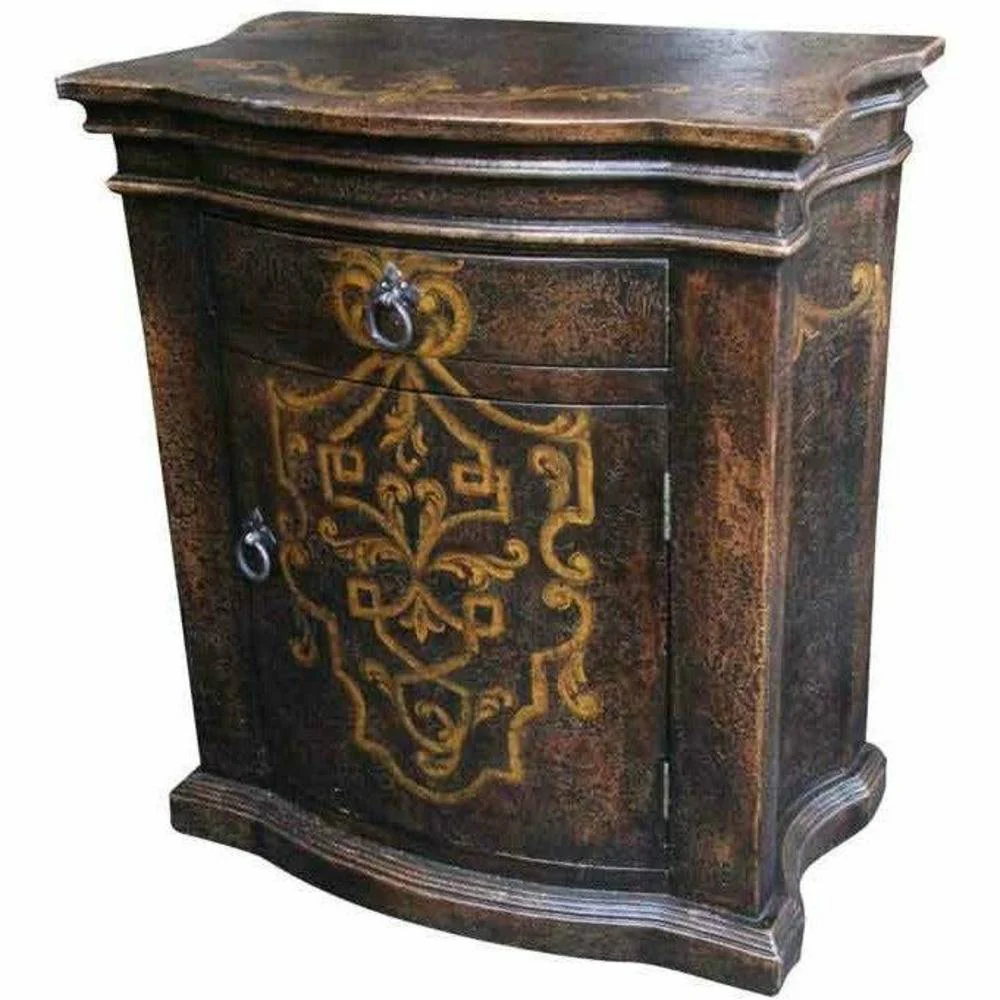 Casa Bonita Peruvian Hand-Painted Carved Wood Moray Nightstand