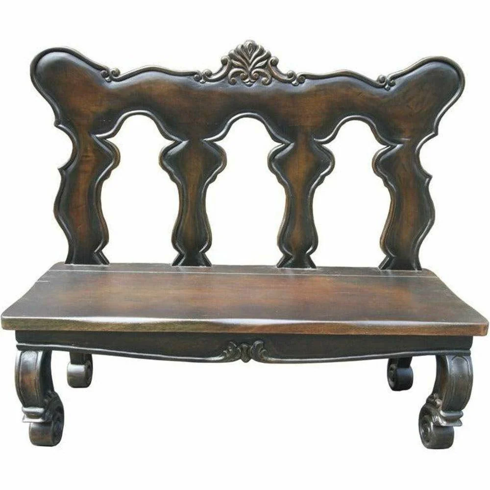 Casa Bonita Peruvian Hand-Painted Carved Wood Palma Bench