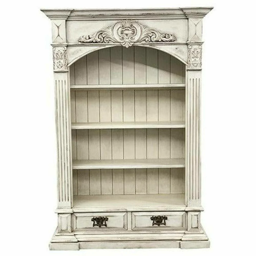 Casa Bonita Peruvian Hand-Painted Carved Wood Carrara Bookcase