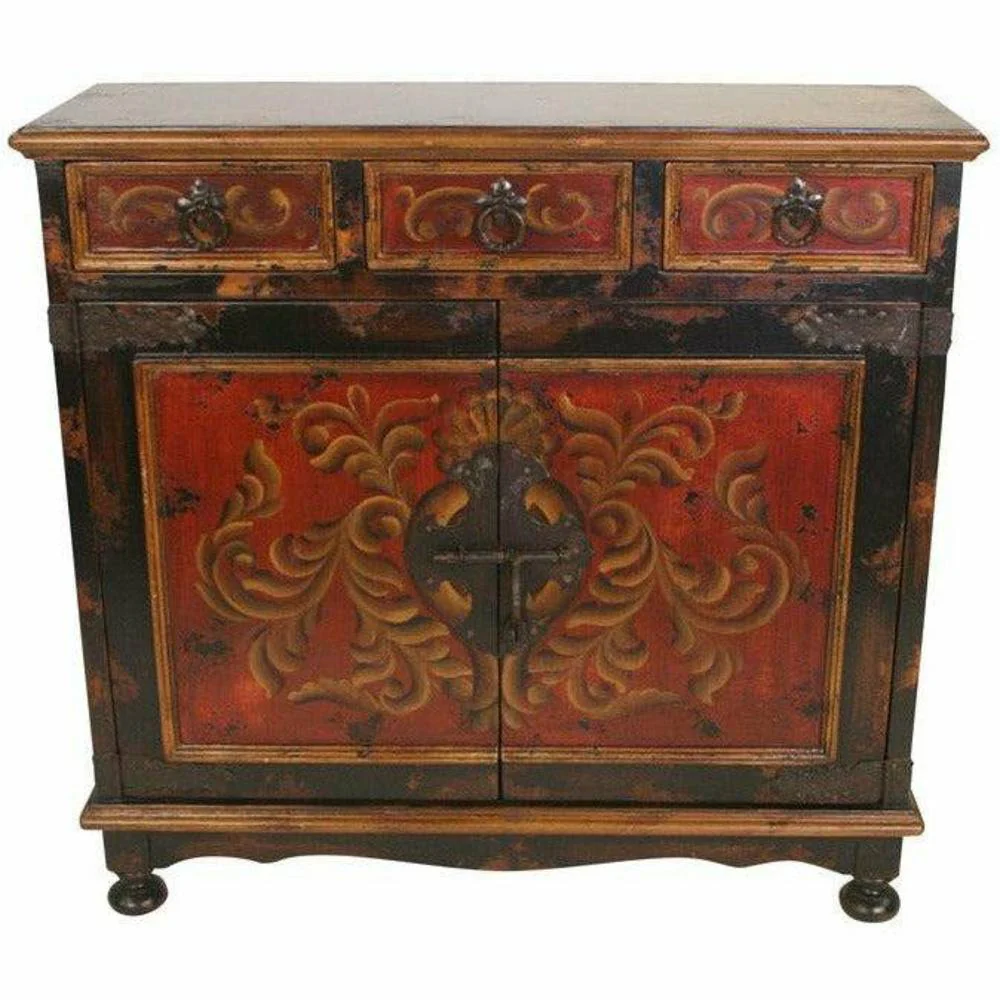 Casa Bonita Peruvian Hand-Painted Carved Wood Cerrojo Chest