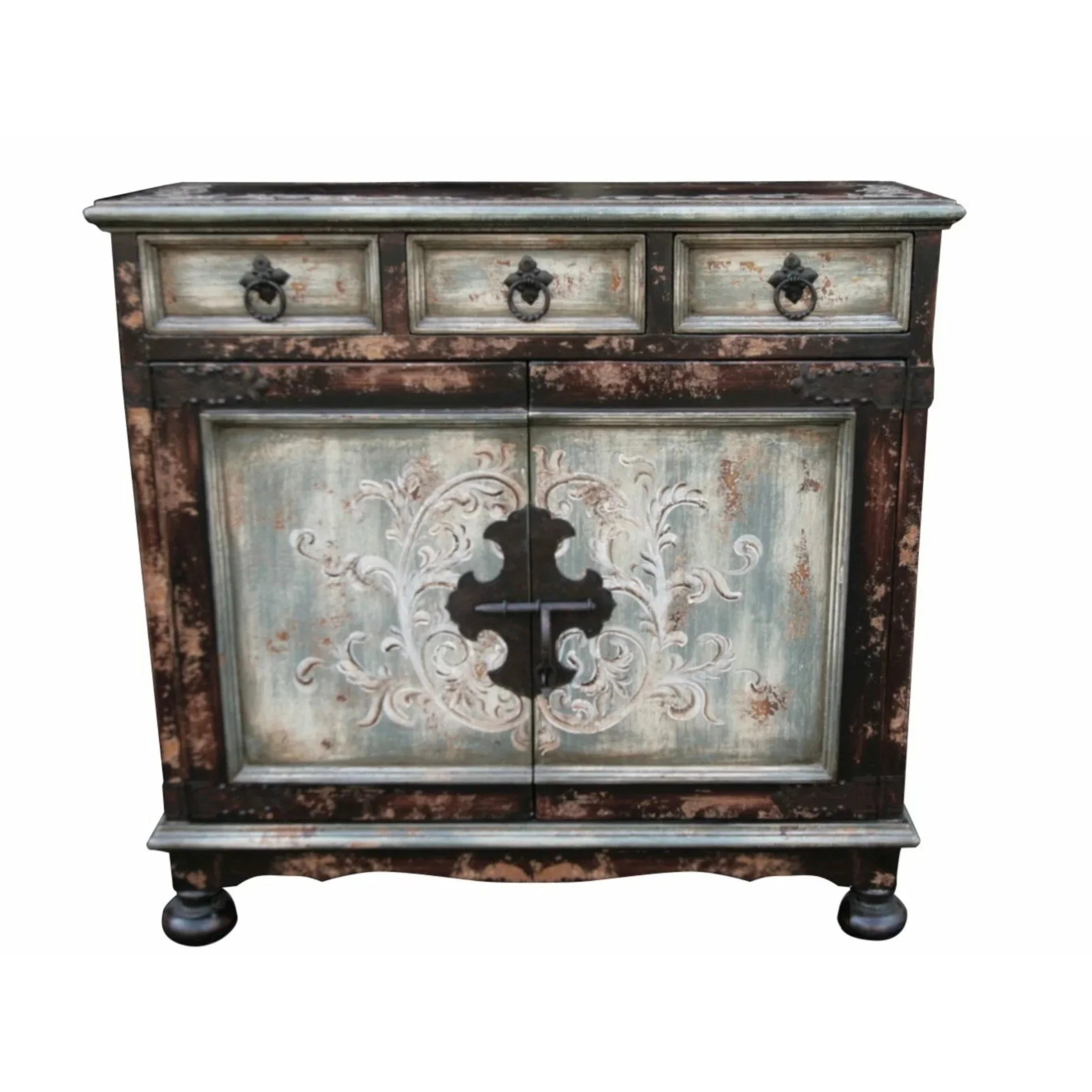 Casa Bonita Peruvian Hand-Painted Carved Wood Cerrojo Chest