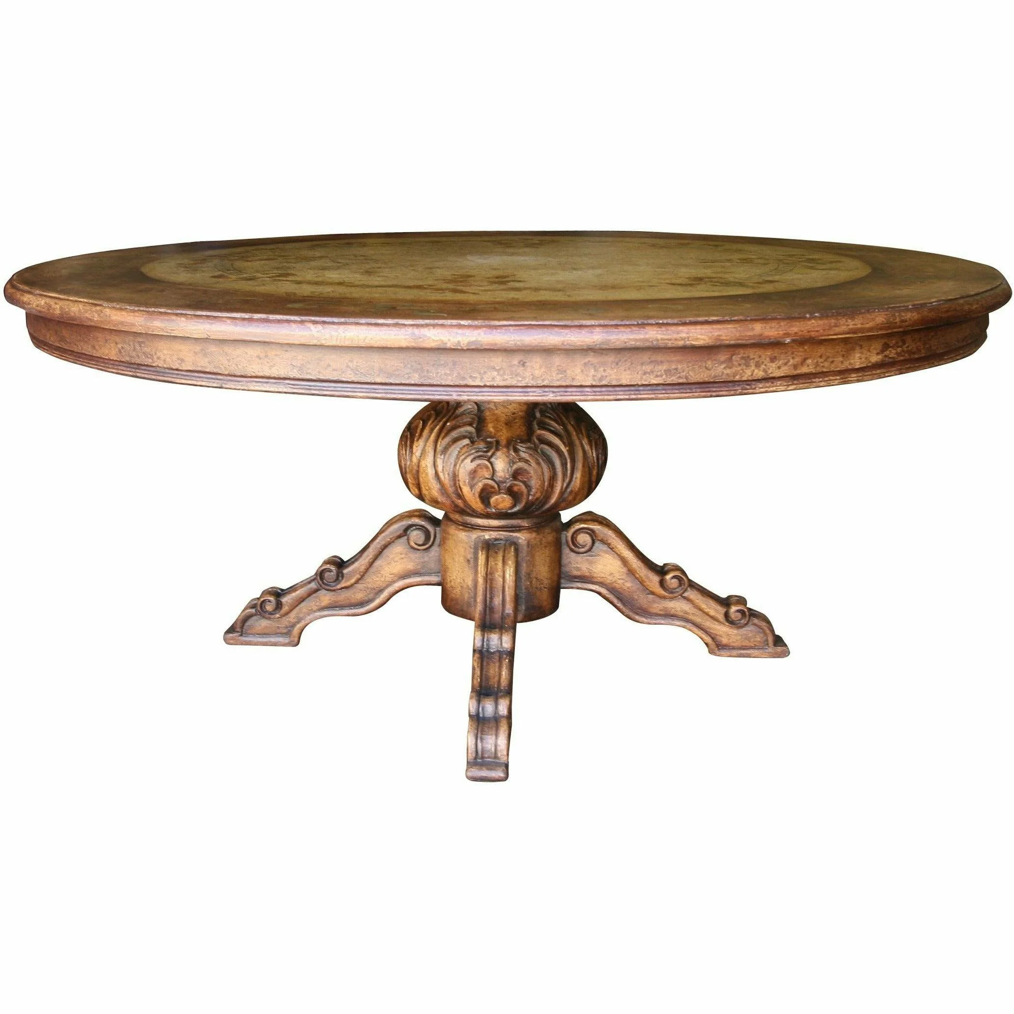 Casa Bonita Peruvian Hand-Painted and Carved Wood 72” Round Torino Dining Table