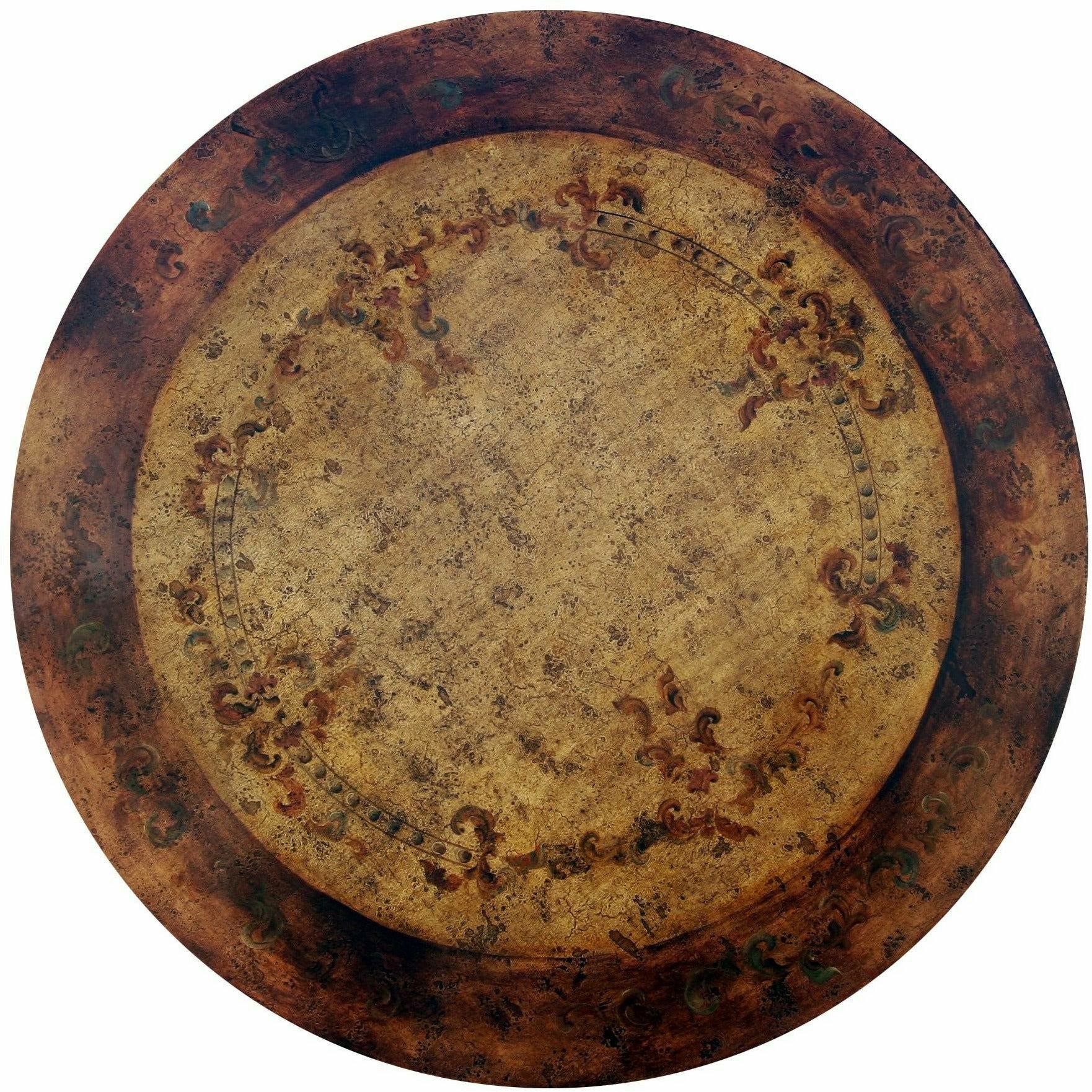 Casa Bonita Peruvian Hand-Painted and Carved Wood 72” Round Torino Dining Table - Image 2