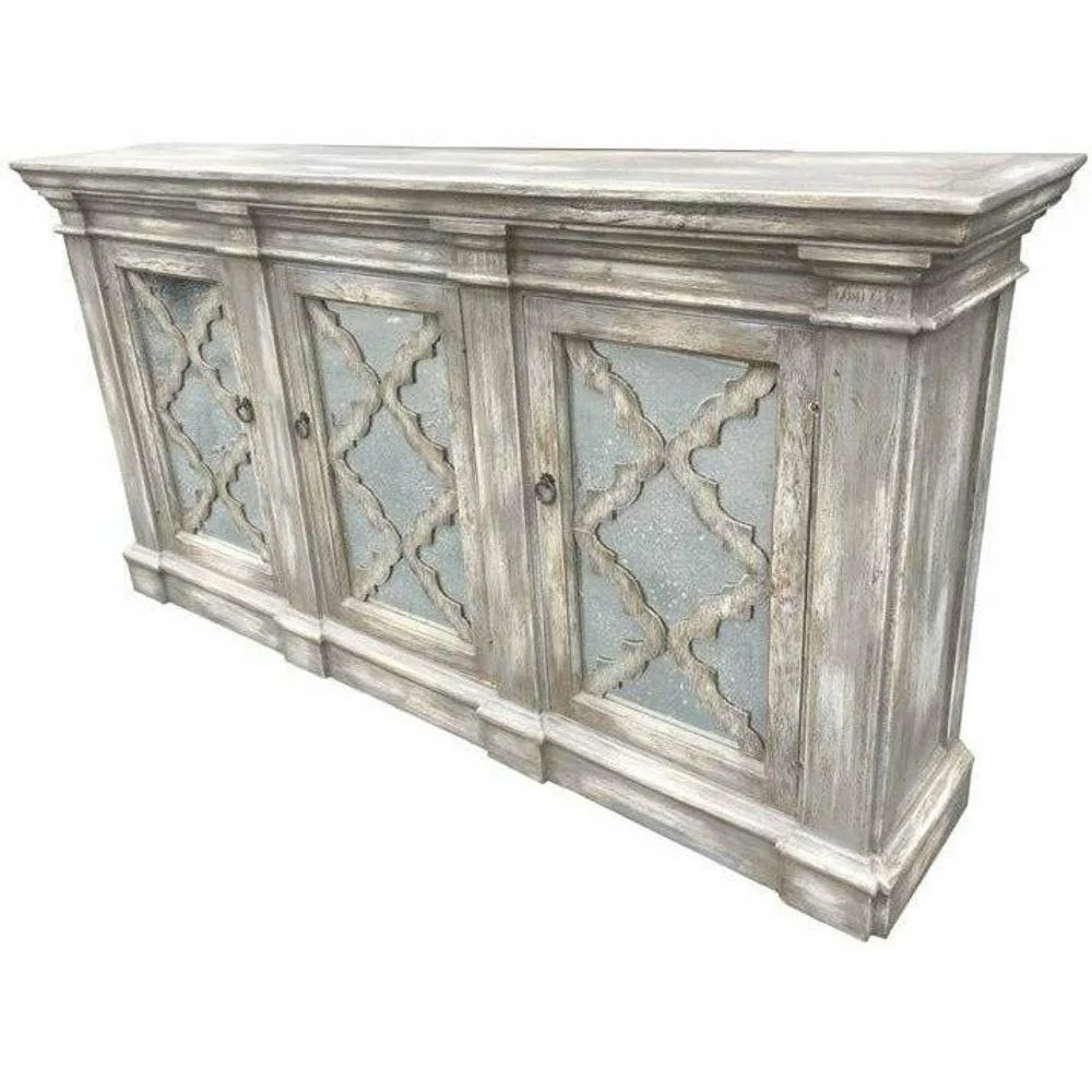 Casa Bonita Peruvian Hand-Painted Carved Wood Antiqued Mirror Gia Buffet