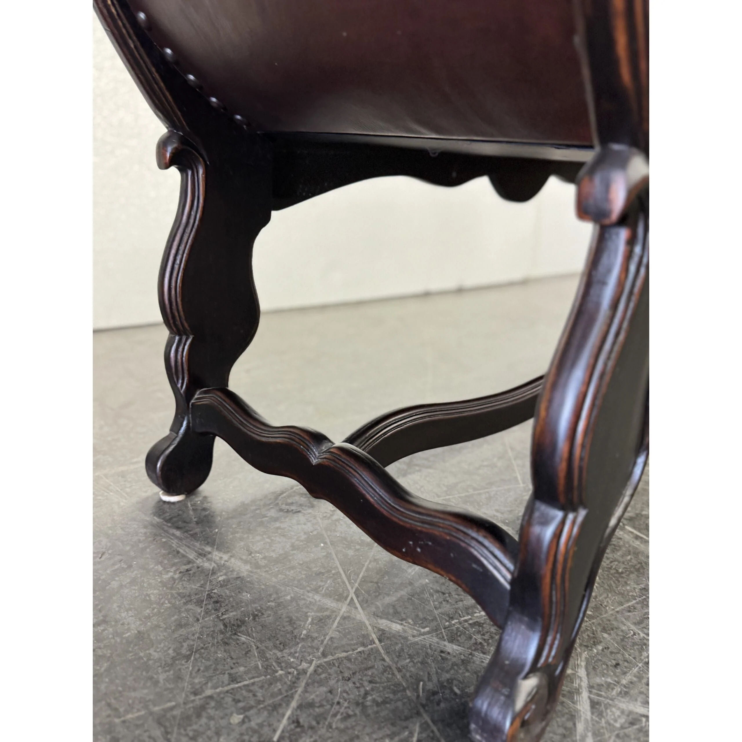 Casa Bonita Peruvian Hand-Carved Wood and Hand-Tooled Leather Turin Leather Bench - Image 9