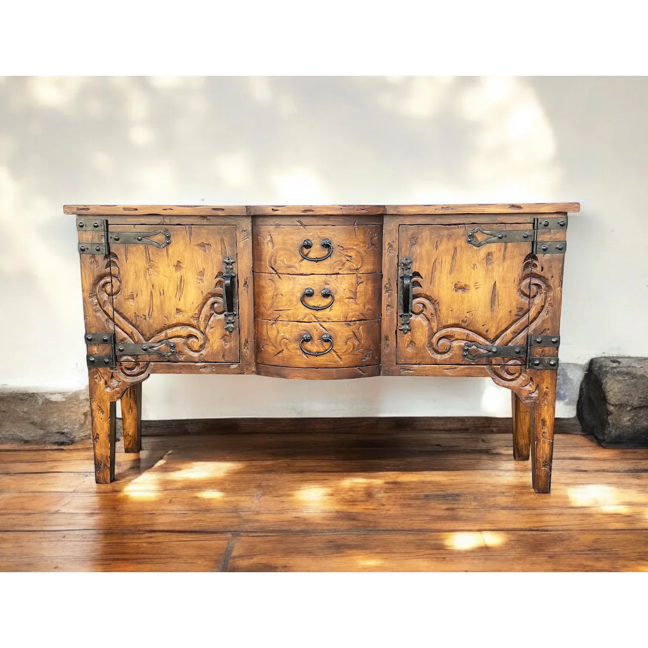 Casa Bonita Peruvian Hand-Carved Wood Ruidoso Console