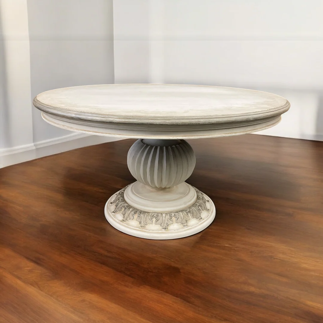 Casa Bonita Peruvian Hand-Painted and Carved Wood 60” Round Orleans Dining Table - Image 2