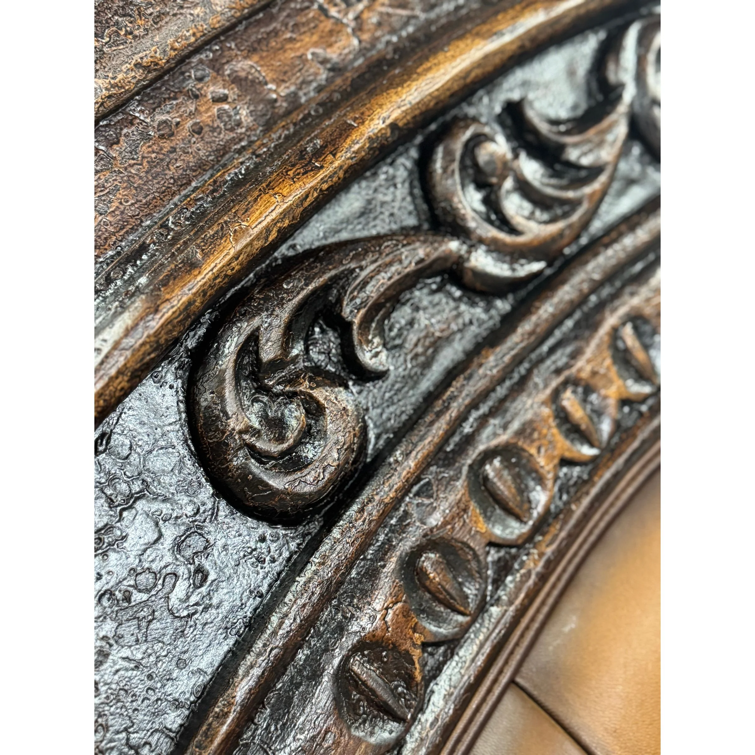 Casa Bonita Peruvian Hand-Painted Carved Wood and Tufted Linen Francesca King Size Bed - Image 4