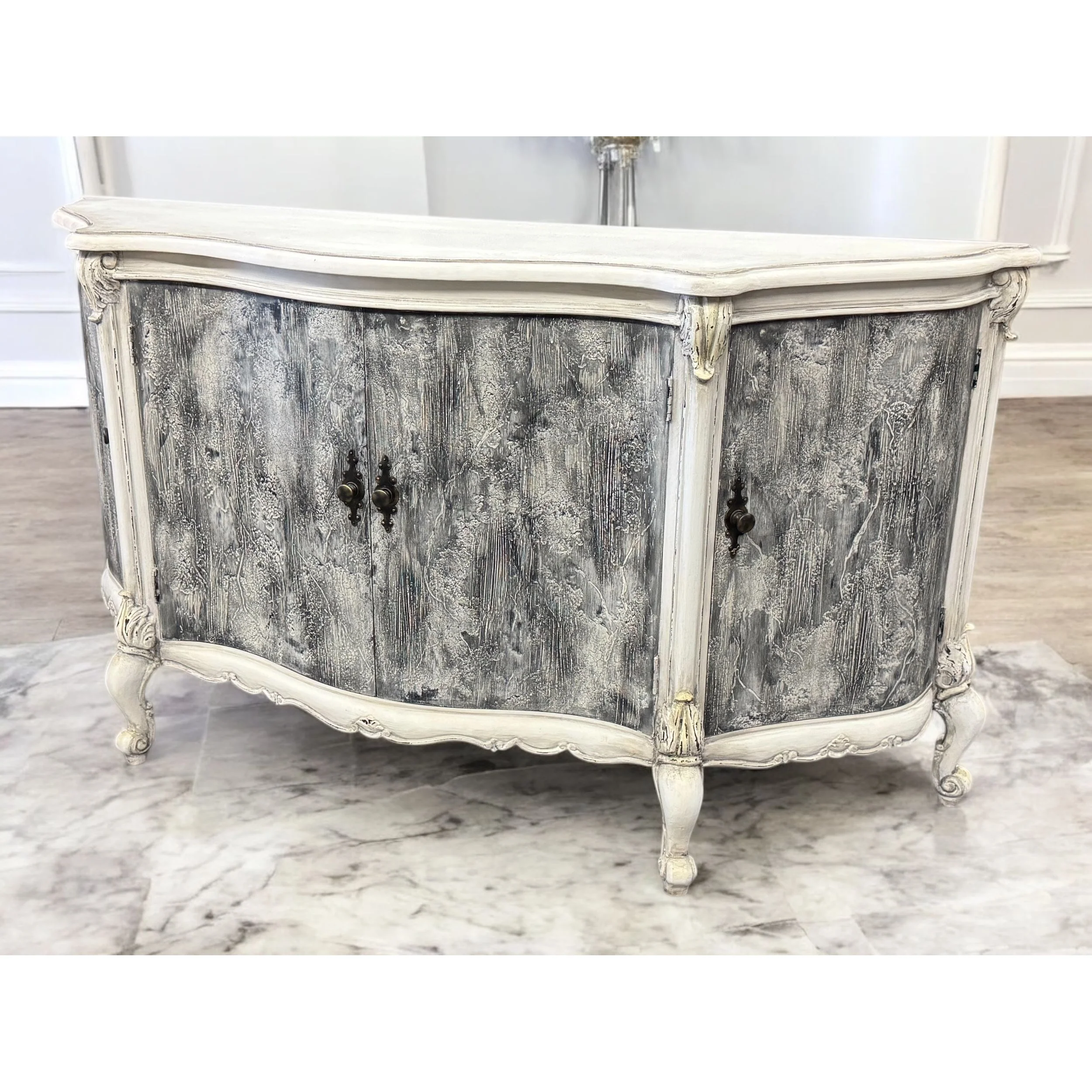Casa Bonita Peruvian Hand-Painted Carved Wood Blanche Buffet - Image 3