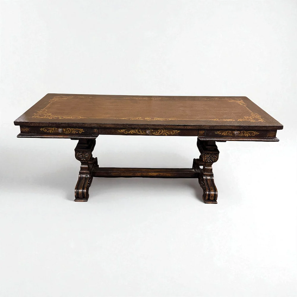 Casa Bonita Peruvian Hand-Painted Carved Wood Salamanca Desk - Image 3