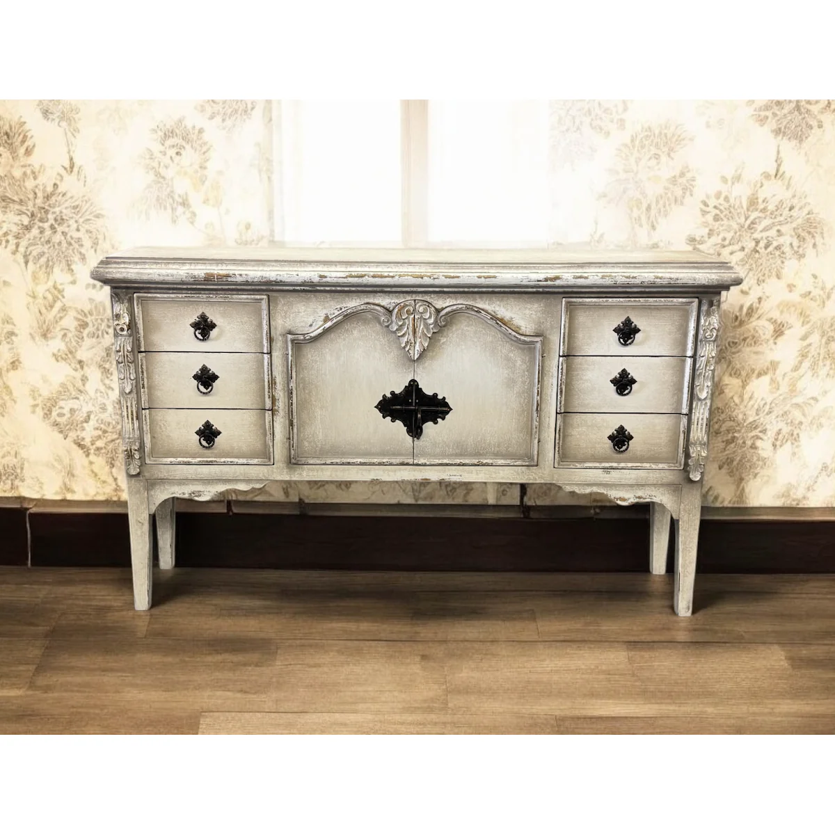 Casa Bonita Peruvian Hand-Painted Carved Wood Patona Console Table