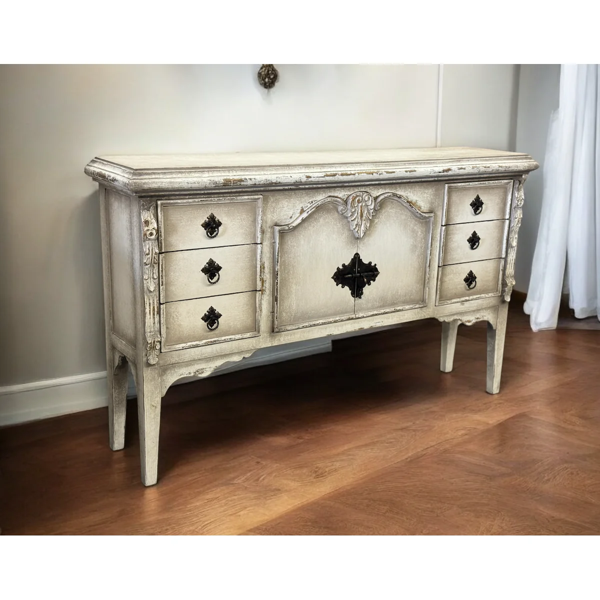 Casa Bonita Peruvian Hand-Painted Carved Wood Patona Console Table - Image 2