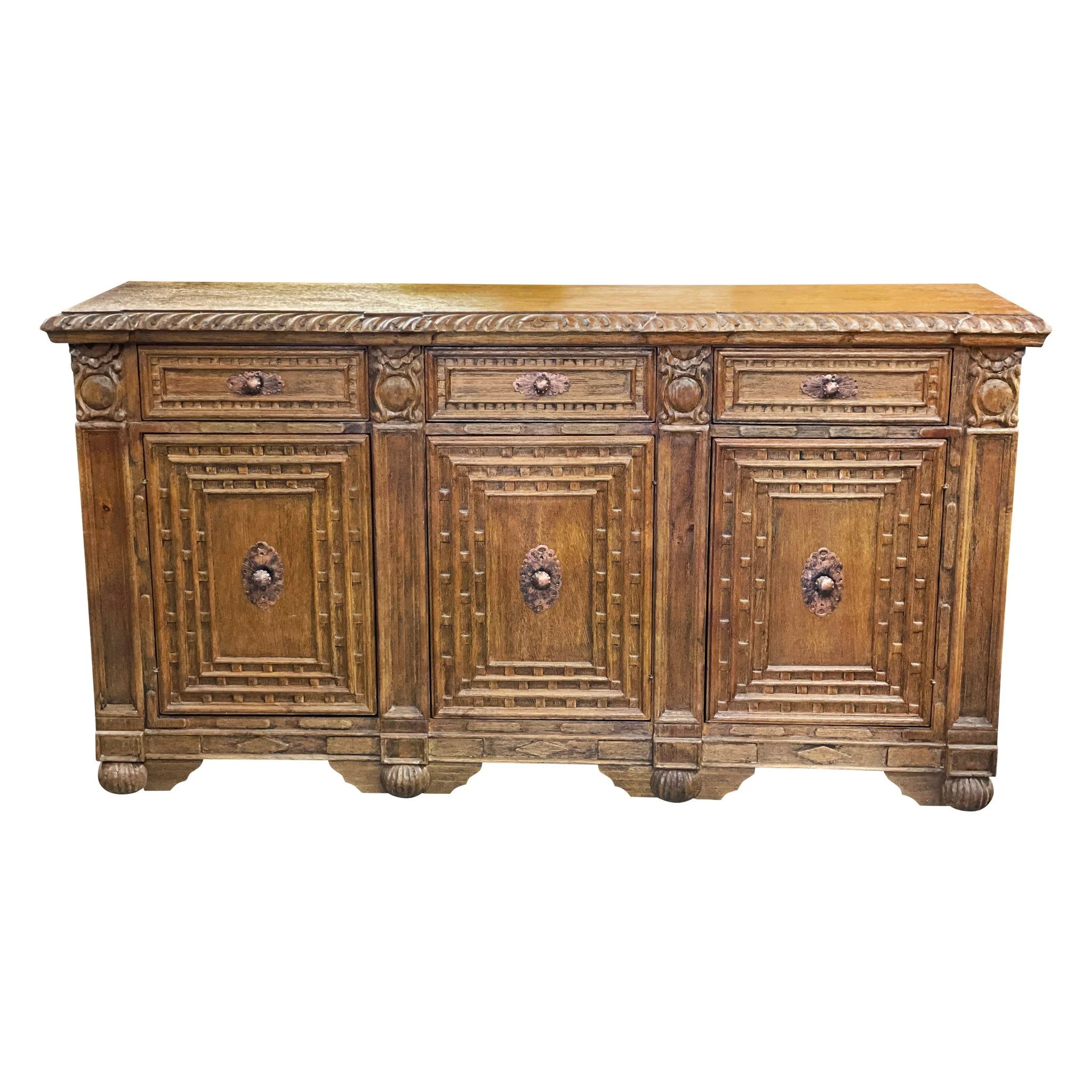Casa Bonita Peruvian Hand-Painted Carved Wood Prado Buffet