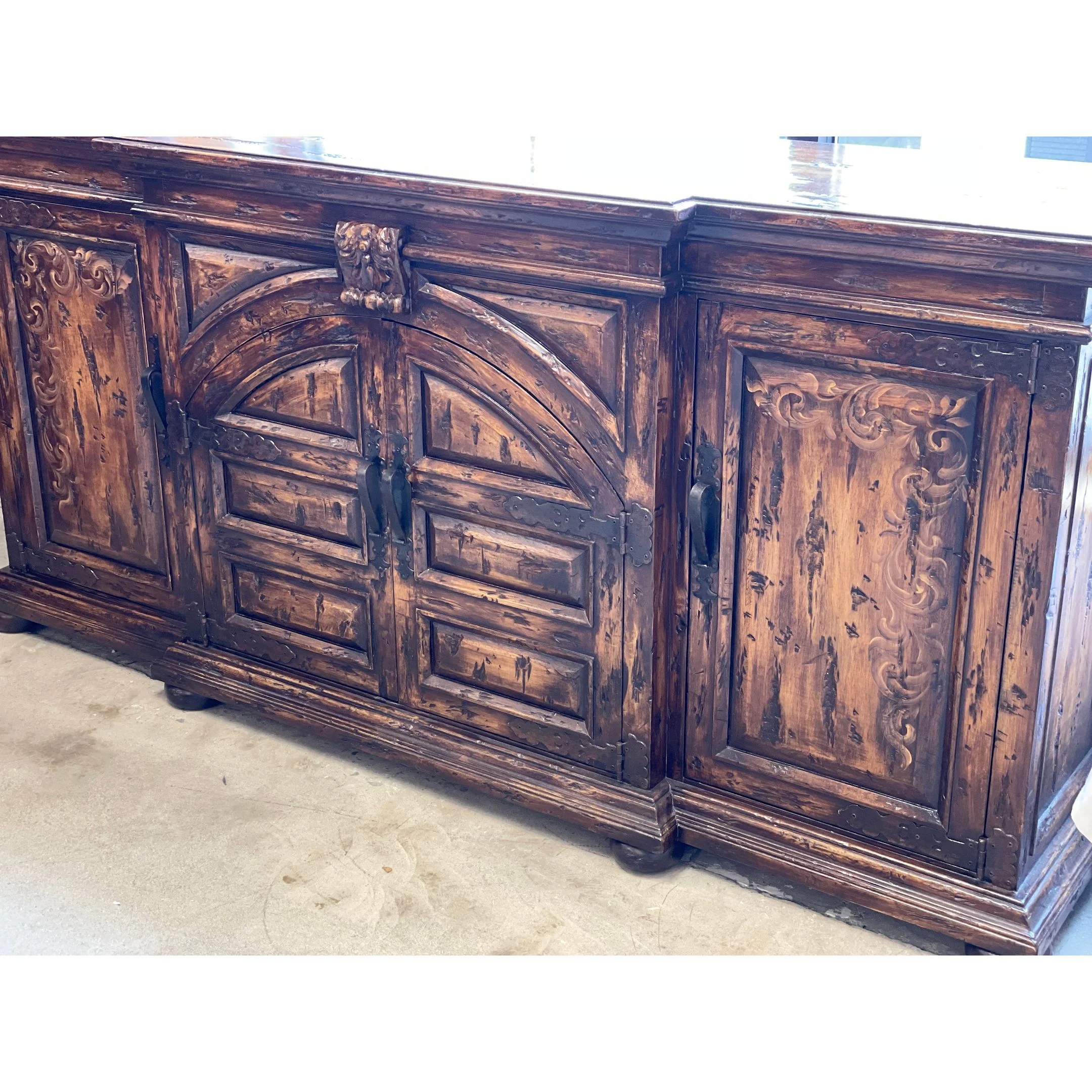 Casa Bonita Peruvian Hand-Painted Carved Wood Montero Buffet - Image 2