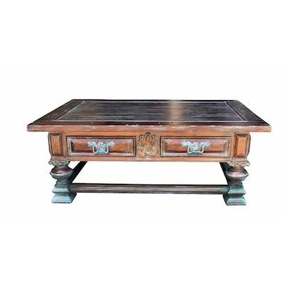 Casa Bonita Peruvian Hand-Painted Carved Wood Monasterio Coffee Table