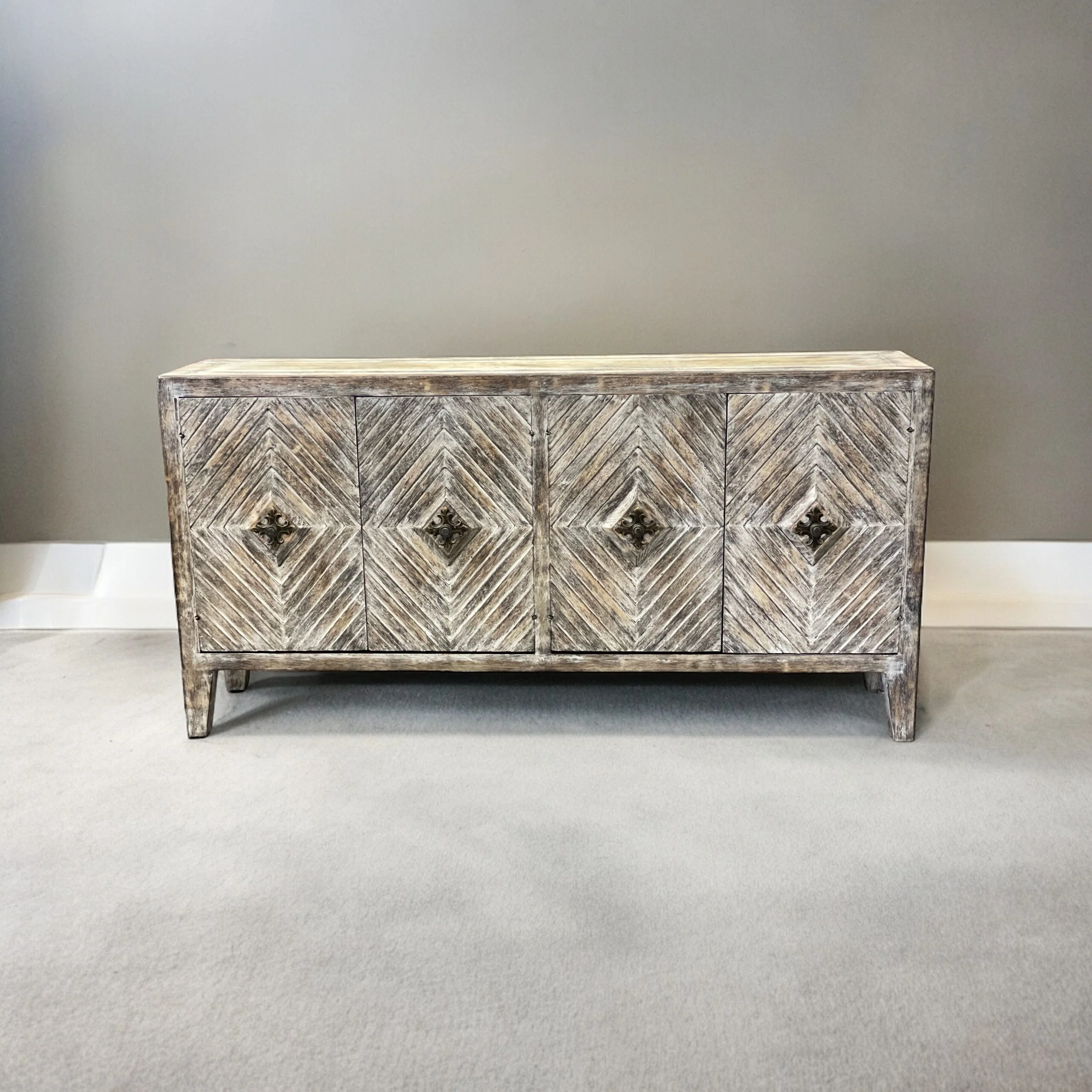 Casa Bonita Peruvian Hand-Painted Carved Wood Milan Buffet