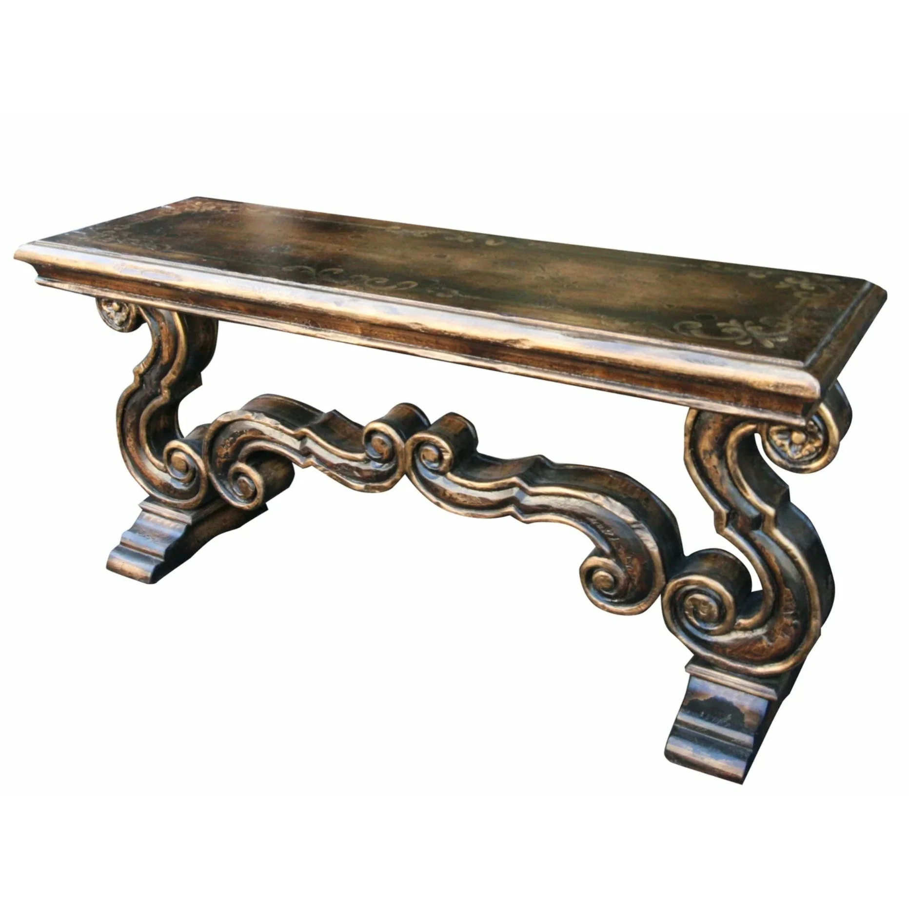 Casa Bonita Peruvian Hand-Painted Carved Wood Umbria Console Table