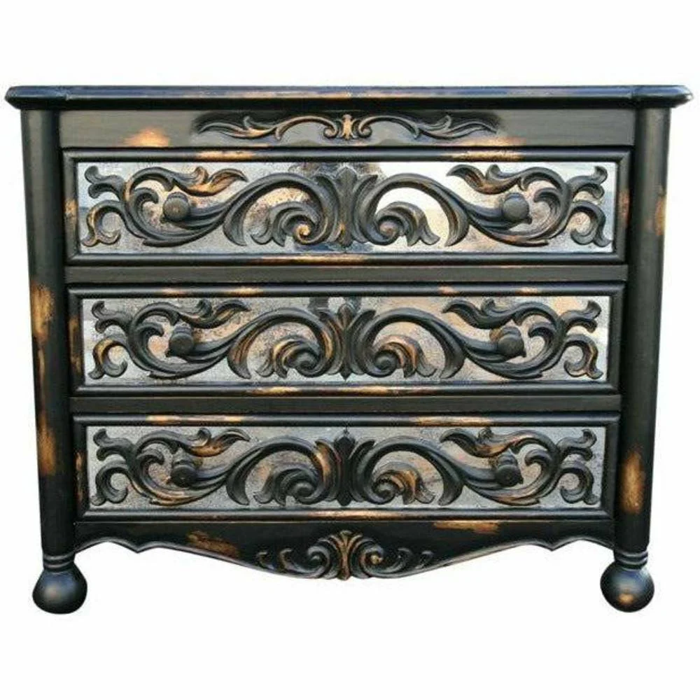Casa Bonita Peruvian Hand-Painted Carved Wood Antiqued Mirror Raquel Dresser