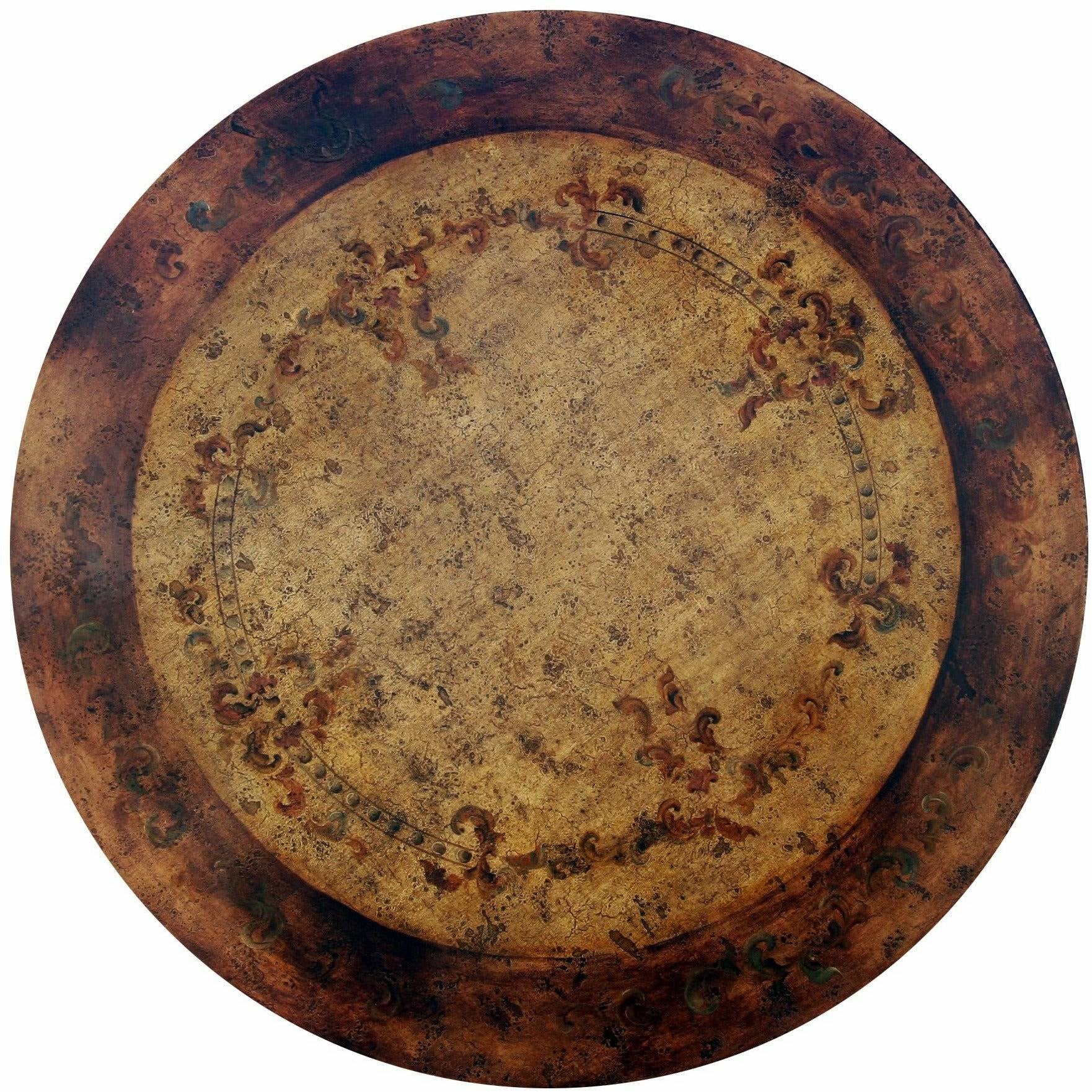 Casa Bonita Peruvian Hand-Painted and Carved Wood 60” Round Torino Dining Table - Image 2